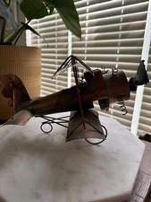 Handcrafted Handmade Brass Metal Biplane Sculpture , Likely By Charles Marcak
