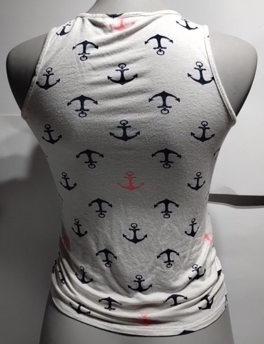 Love J Anchor Tank Cream tank with coral and blue Size S Gathered on the Sides - Picture 4 of 7