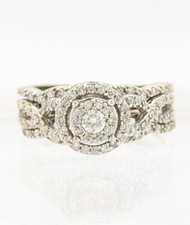 10k Lady's Wedding Set 88 Diamond .92 Carat T.W. 10K White Gold 4g Size:6