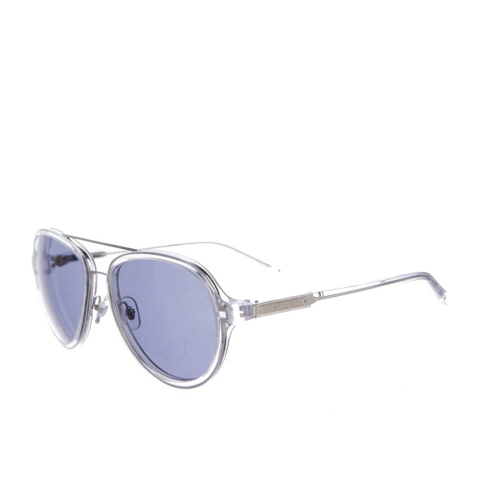 NEW Linda Farrow x Phillip Lim aviator sunglasses clear/silver frame blue lens - Image 2 of 4