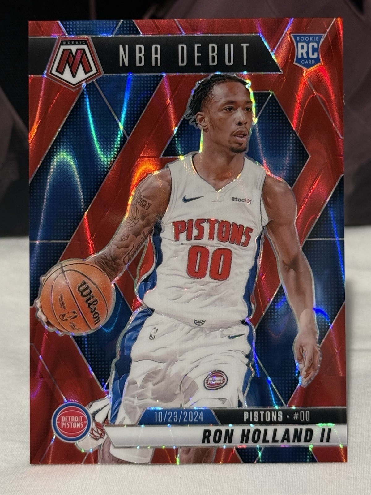 2024-25 Panini Mosaic Rookies Ron Holland II Pistons #219 Red Prizm /299