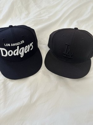 New Era Los Angeles Dodgers Script Hat & All Black Dodgers Hat Bundle 7 1/4 NWOT
