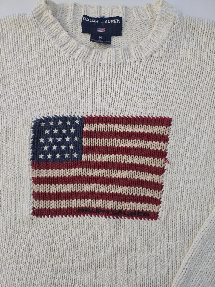 Suéter De Colección Polo Deportivo Bandera de EE. UU. Icónico Ralph Lauren Tejido Raro Para Hombres Mediano  Foto 2 de 4