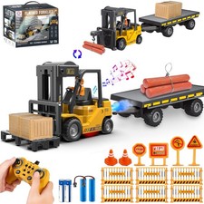 RC Forklift Truck, 2 in 1 Transform Lift Fork Hook, Kids Forklift Toy, 11 C...