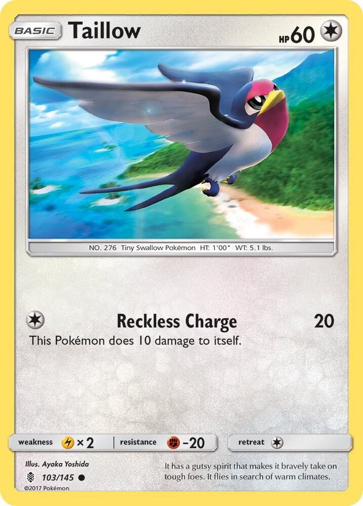 Taillow 103/145 SM - Guardians Rising NM Pokémon TCG