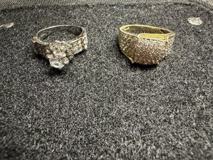 925 Silver And Gold Rings Clear Stones 14 Grams Lot of 2