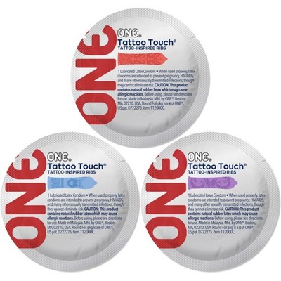 ONE Tattoo Touch Ribbed Textured Lubricated Latex Bulk Condoms