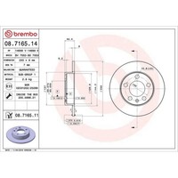 Bremsscheibe Brembo 08.7165.11 Prime Line - Uv Coated FüR Audi Seat Skoda VW