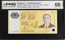 Singapore 20 Dollars 2007 P 53 Commemorative Polymer Gem UNC PMG 66 EPQ PNB