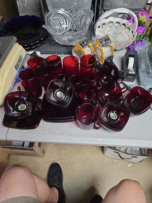 Vtg Royal Ruby Anchorglass  Lot Of 34 Pcs.