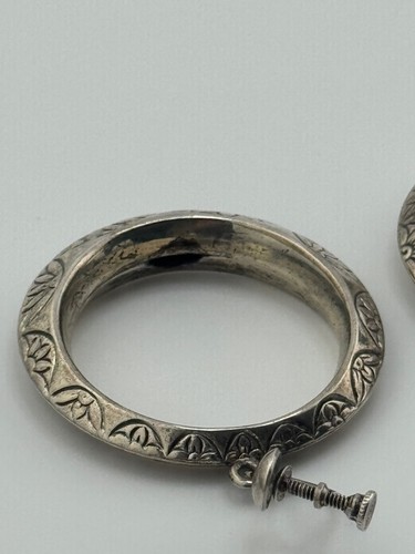 Pendientes de aro vintage de plata de ley con diseño floral atornillado trasero - Imagen 16 de 24