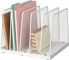 Small Desk File Organizer, 5-Section Upright File Sorter, Vertical File Folder H