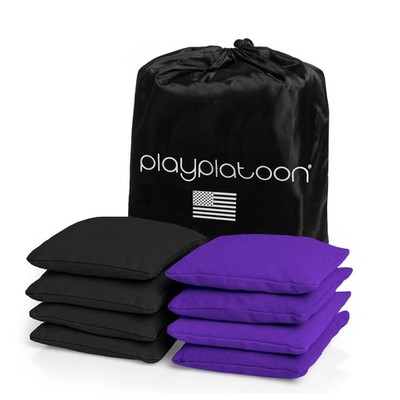 Play Platoon Premium Weather Resistant Duckcloth Cornhole Bags - Purple & Black
