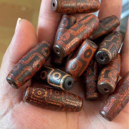 Fire Arches Dzi 9 Eyes - Amulet Tibetan Sacred - Skin Of Dragon Natural agate - Picture 4 of 5