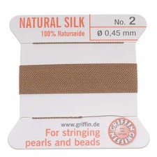 Cornelian Griffin 100 Natural Silk Thread, Size No. 2, 4, 6, 8, 2m with Needle