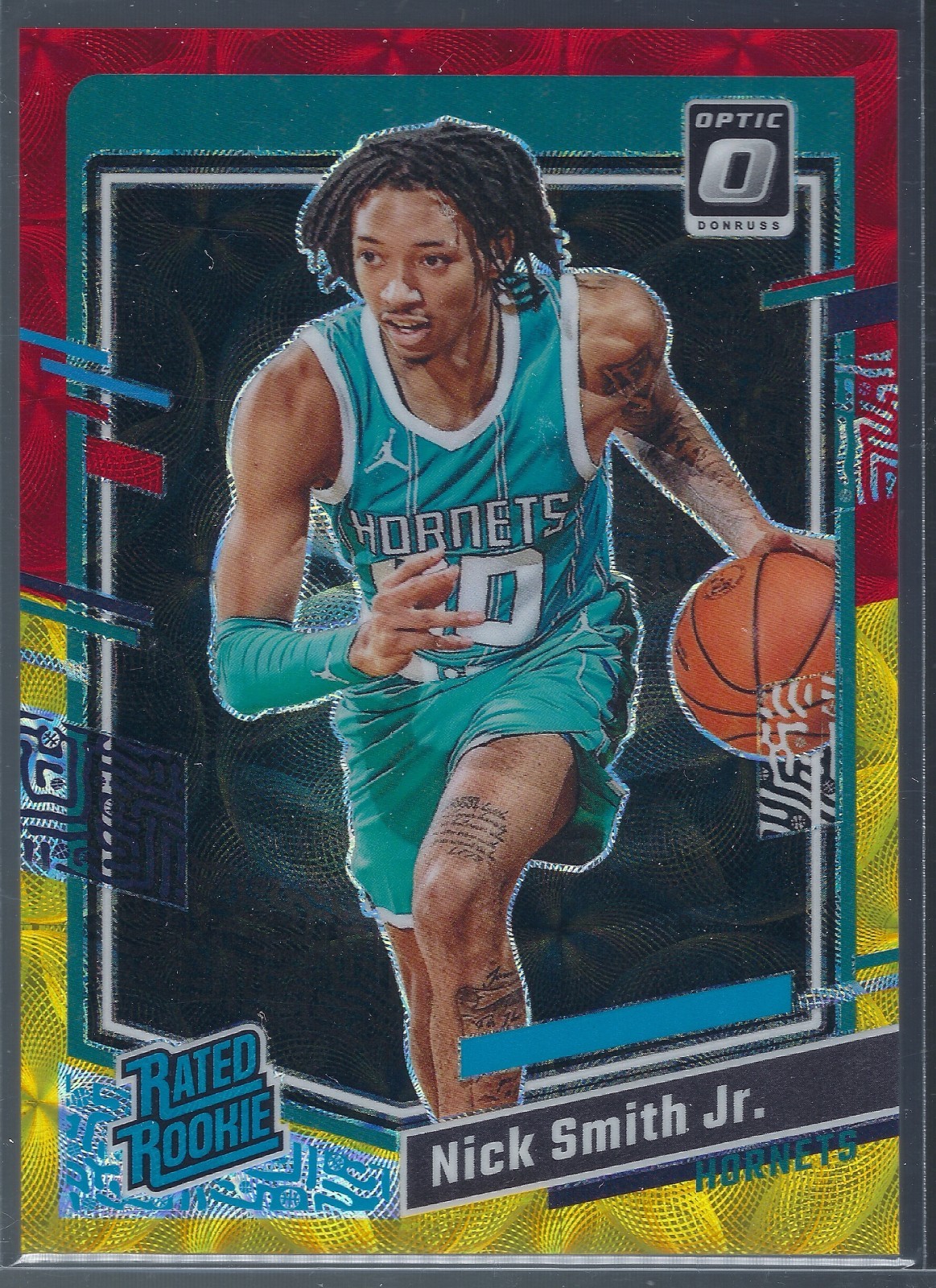 2023-24 Donruss Optic /99 Nick Smith Jr. #224 (RC) Red Yellow Prizm Hornets