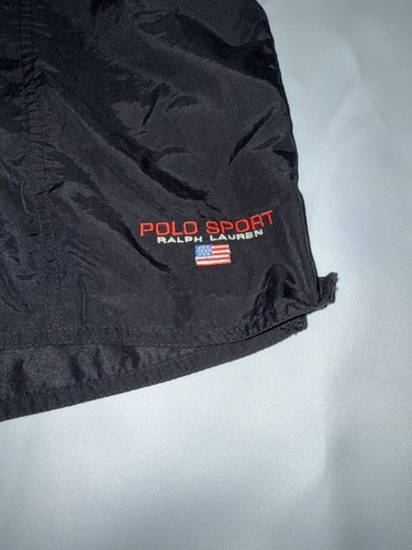 Vintage POLO SPORT Ralph Lauren swimming trunks l Spell Out USA Flag 90s rare - Picture 2 of 5