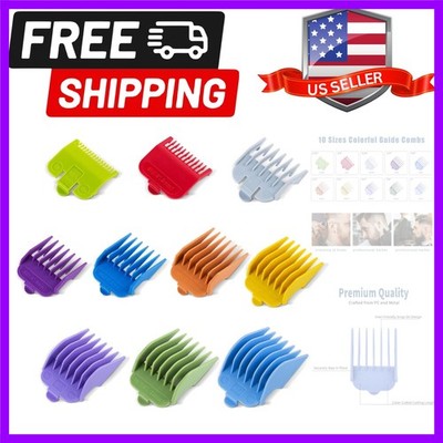10 Pcs Color-Coded Hair Clipper Guards Cutting Guide Combs for Wahl and Surke...