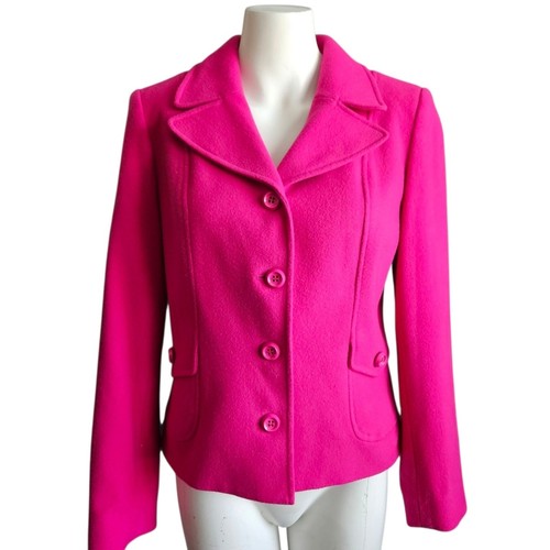 Louben Wool/Cashmere 4 Button Blazer Women Size 6 Magenta Tailored Old Money - 第 1/12 張圖片