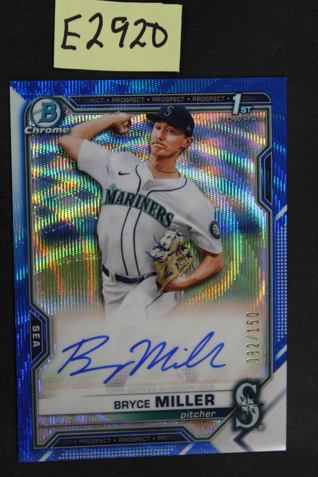 2021 1st Bowman Draft Chrome Blue Wave Refractor Auto /150 Bryce Miller (E2920