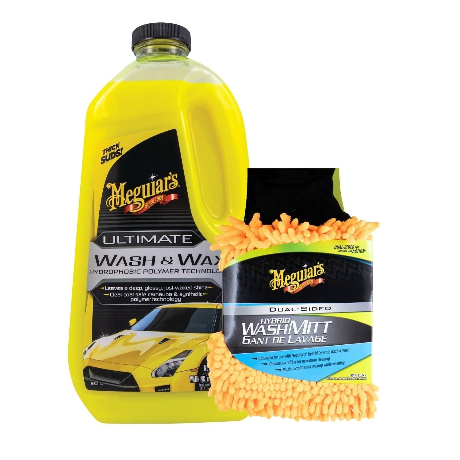 Meguiar's Ultimate Wash & Wax 1.4L and Microfibre Wash Mitt Car Care Kit