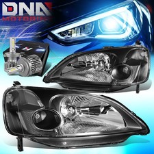 For 2001-2003 Honda Civic 24dr Headlights Head Lamps Wled Kit Slim Style Black