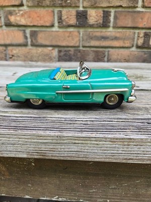 Vintage Tin Friction 1952 Ford Convertible 2 Door Car Works Made in Japan