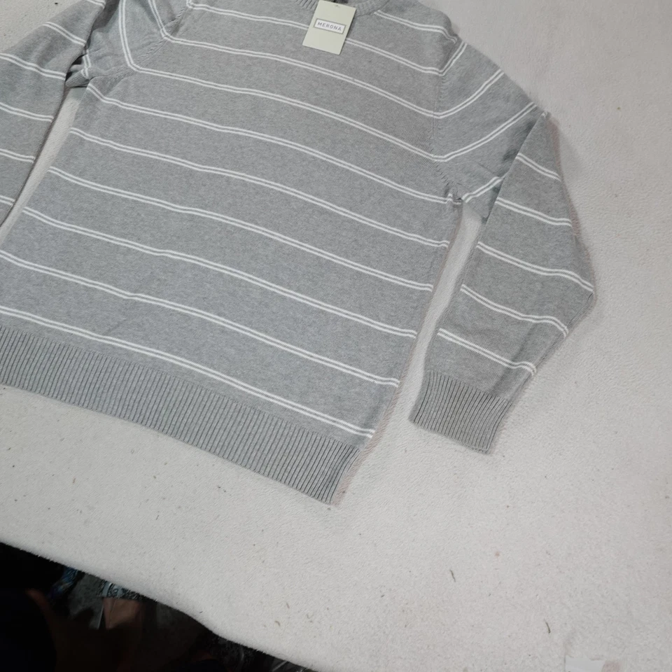 Merona Sweater Mens Large Striped Crewneck Pullover Classic Casual Lightweight - Image 2 of 4