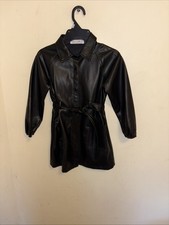 Zara Girl s 5 - 6 Years 116 cm Black Raglan Belted Coat Long Sleeve Pockets