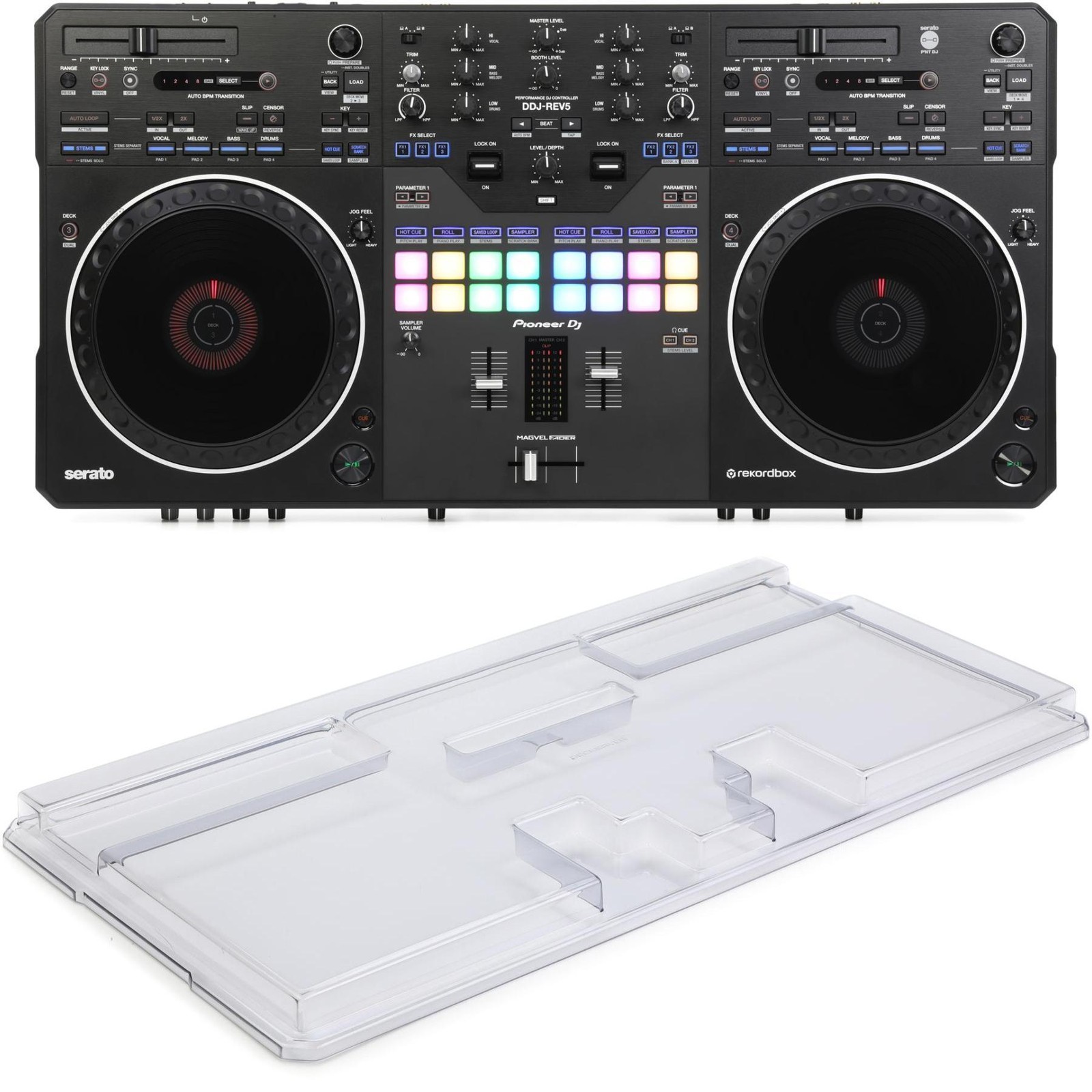 4-дековый диджейский контроллер Pioneer DJ DDJ-REV5 с крышкой Decksaver 210590₽