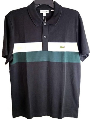 Lacoste Men's Regular Fit Colorblock Petit Piqué Polo SIZE M black green