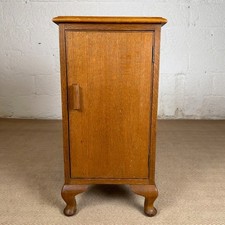  Vintage Oak Bedside Cabinet Mid Century Pot Cupboard Queen Anne Legs