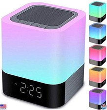 Bluetooth Speaker Night Light Alarm Clock - Touch Sensor Bedside Lamp  MP3