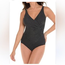 Miraclesuit Classic retro Black One Piece with White polka Dots