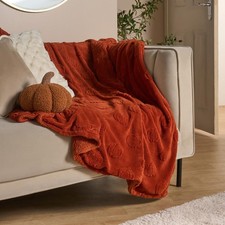 OHS Tufted Pumpkin Throw Super Soft Fleece Halloween Blanket Winter Bedspread