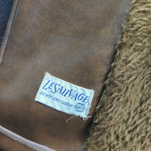Vintage Le Sauvage Faux Leather Jacket  Men 40 Brown Disco Mob 70s Barnstormer image 8