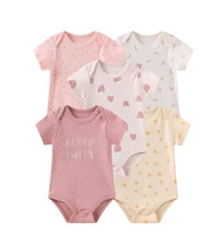 5 Pcs/Lot Four Seasons Fashion Cartoon Short Sleeve Baby Boy Girl Bodysuits B