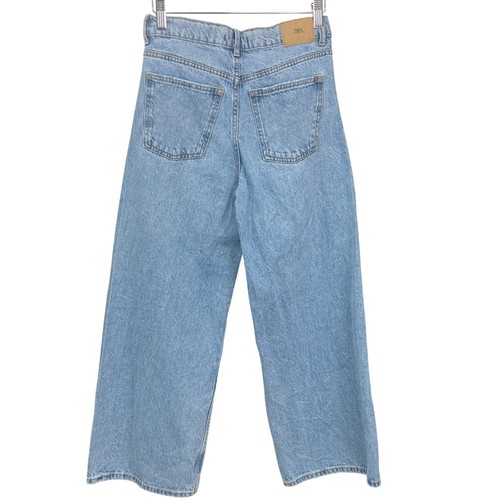 Zara Mädchen High-Waist Wide Leg Distressed Denim Barrel Jeans Größe 13-14 - Bild 2 von 7