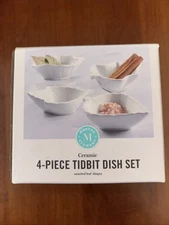 Martha Stewart 4 Pc Assorted Leaf Shapes Ceramic Tidbit Dish Set Dishwasher Safe