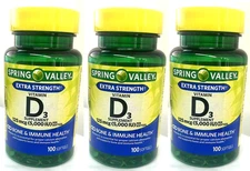 3x Spring Valley Vitamin D3 125 mcg per Softgel 5000 IU 300 softgel /exp 08 /27