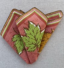 Vintage Leaf Design Handkerchief / Pocket Square Colette Hand Stitched 14.25"
