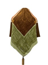 S45 Balenciaga Silk Scarf Abstract Geometric Print Brown Green Square Vintage