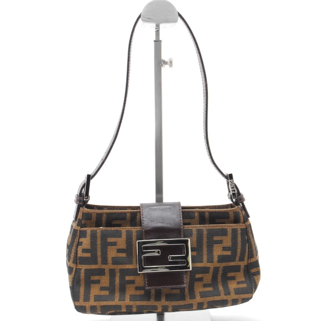 Fendi — FENDI Mamma Baguette Zucca Shoulder Bag Brown Canvas