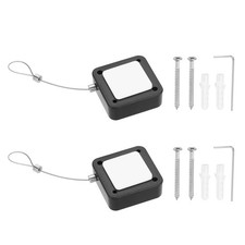 2Set 4.9ft Retractable Remote Tether Remote Cable Lock Black Rope Locks 