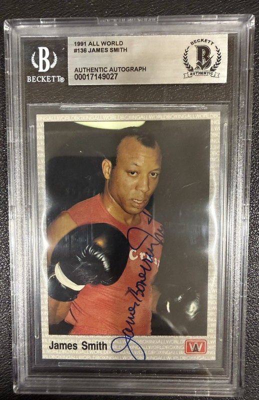 1991 ALL WORLD#136 JAMES SMITH. James Bone Crusher Smith Autograph Card In Slab.