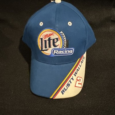 VINTAGE 1990'S RUSTY WALLACE MILLER RACING NASCAR CFS HAT blue winner circle