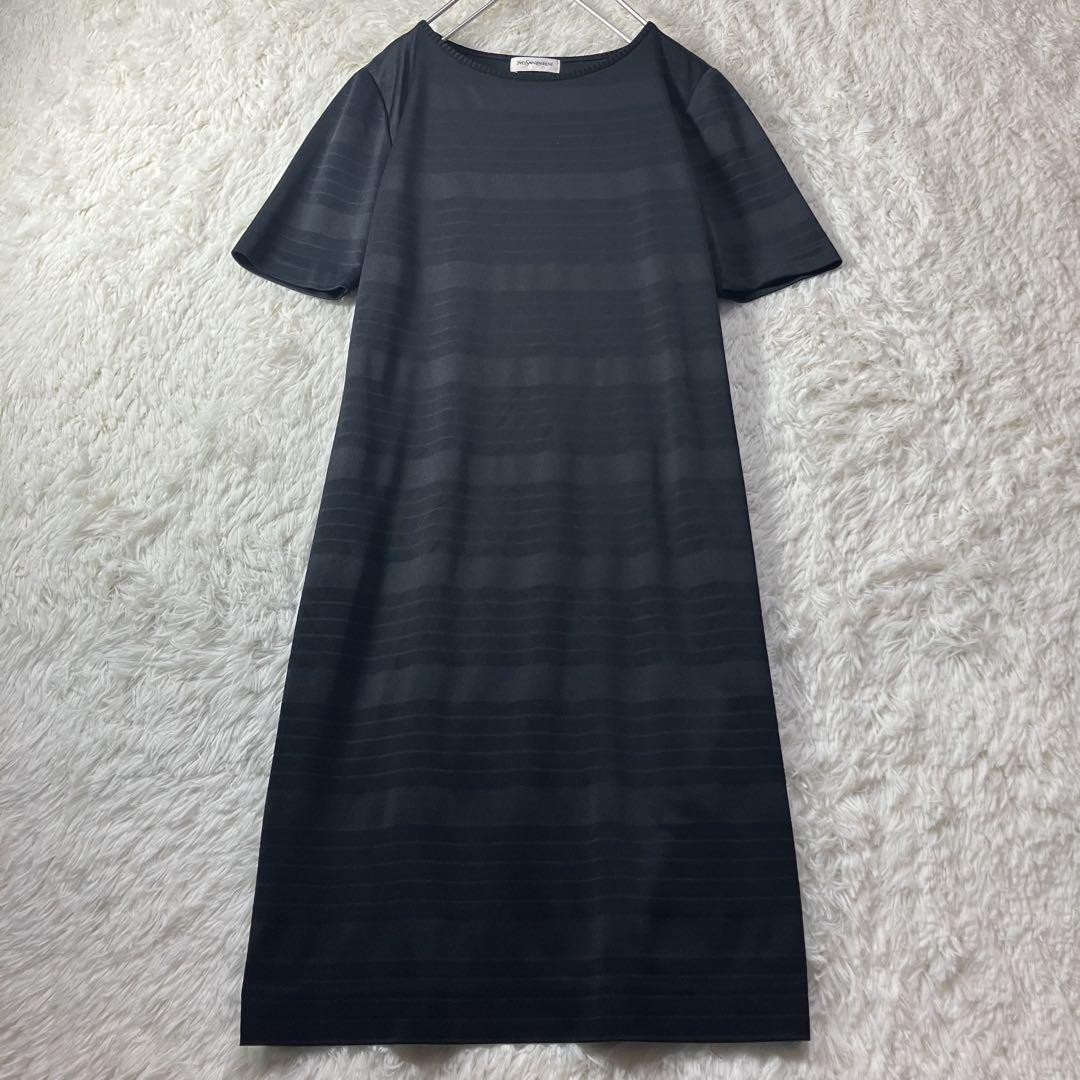 Abito Yves Saint Laurent manica corta lunghezza ginocchio nero cotone