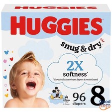 Huggies Snug  Dry Diapers - Size 8 - 96ct: 46 lbs, Wetness Indicator