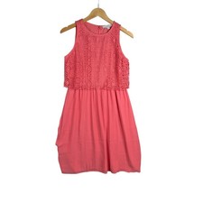 New Ann Taylor Loft Crochet Overlay Shift Sleeveless Dress size 4 Coral