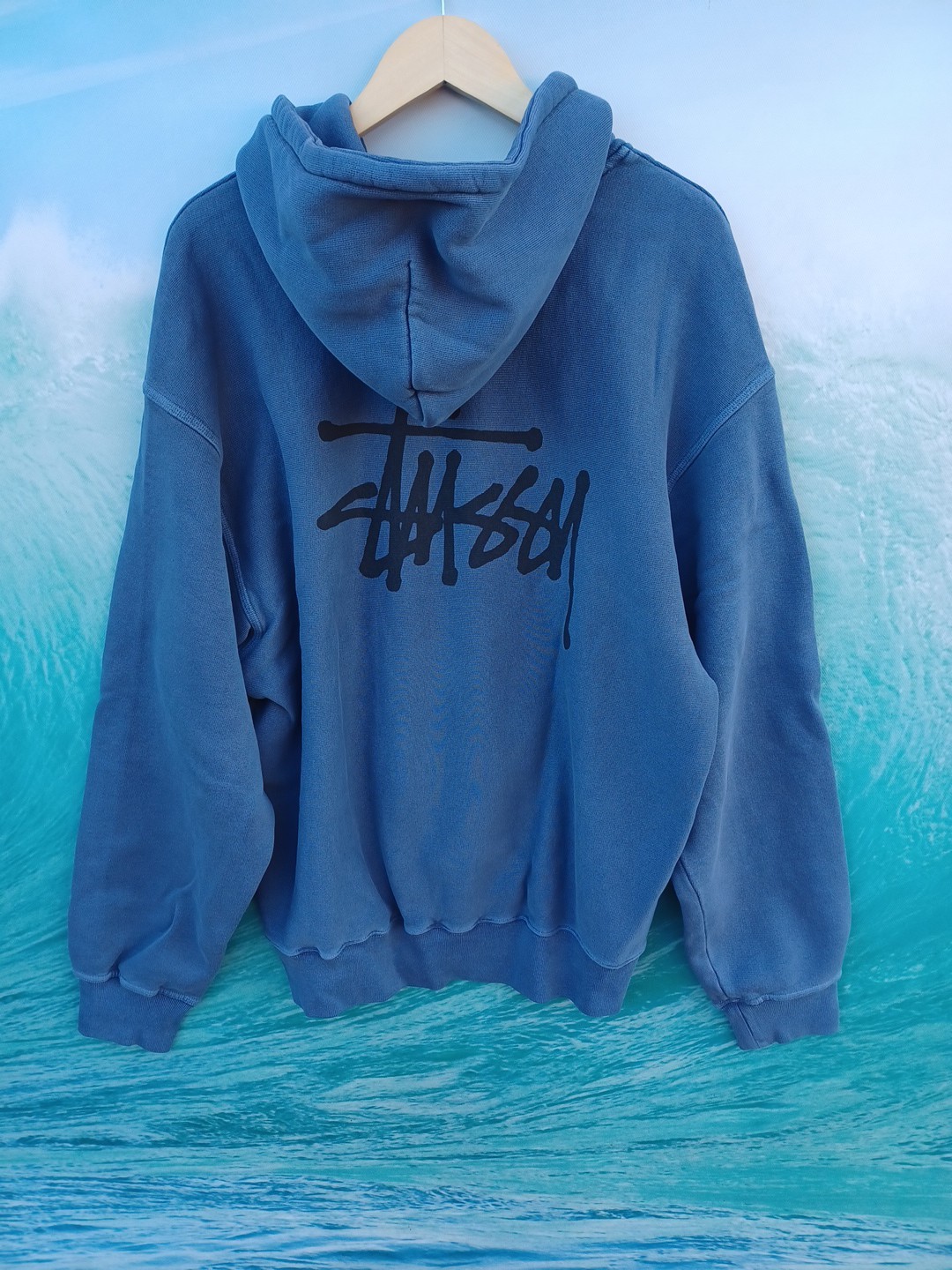 Stussy Basic Pullover Hood Pigment Dyed Navy XXL … - image 3